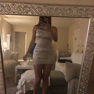 Elegant Beige Mini Dress